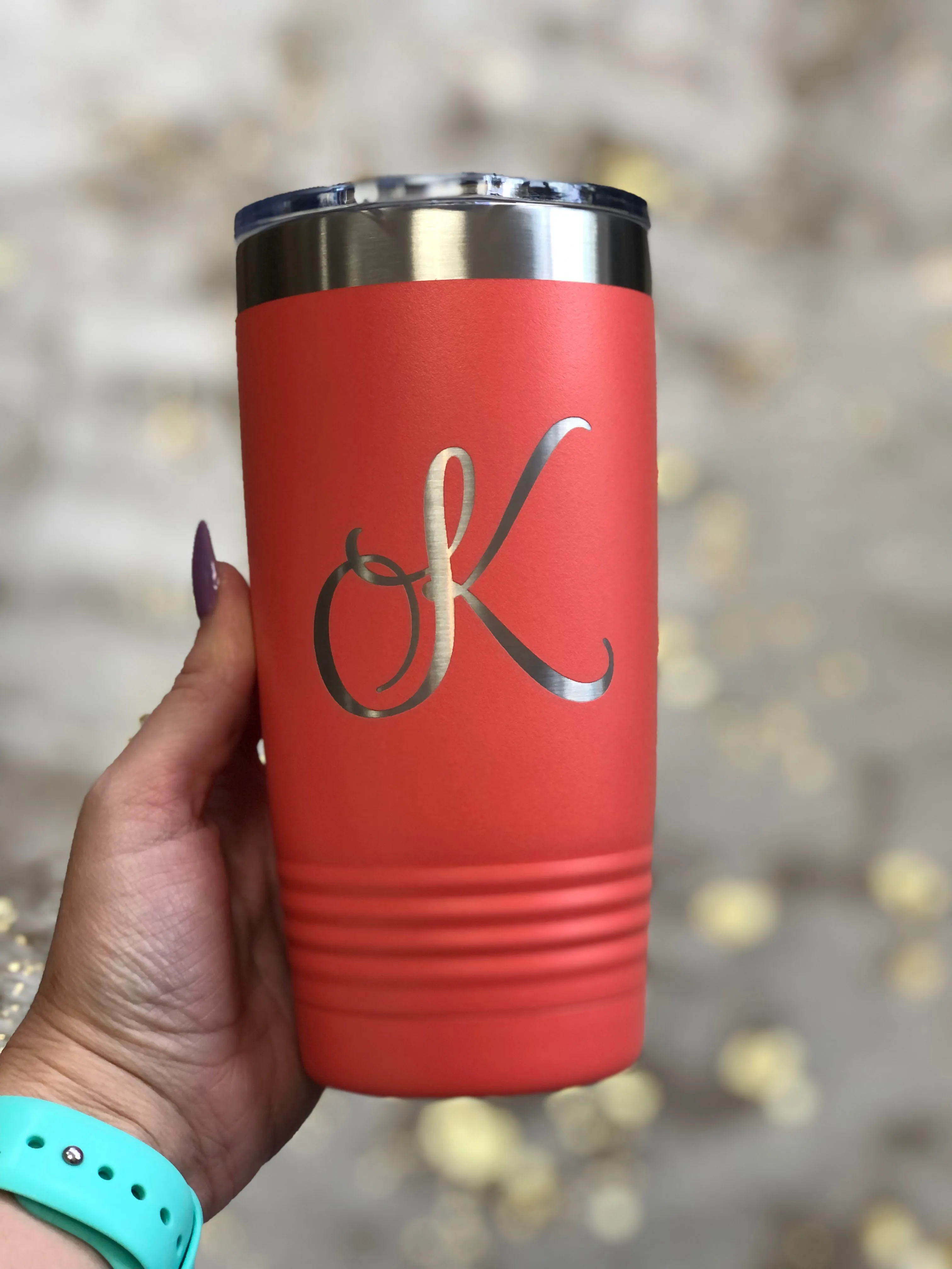 20 oz Custom Engraved Ribbed Tumbler