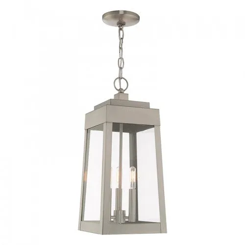 3 Lt Brushed Nickel Pendant Lantern