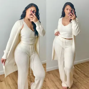 3pc. Morning Coffee Knit Set -Vanilla