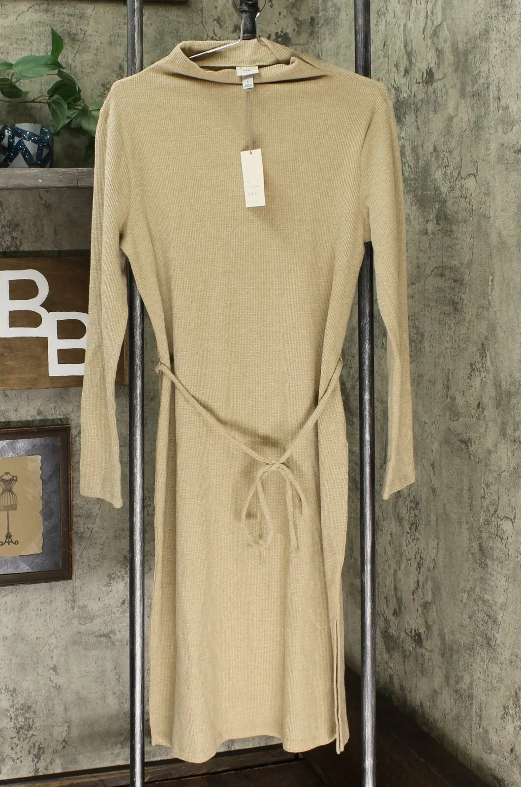 A New Day Women's Long Sleeve Mock Turtleneck Belted Knit Midi Dress