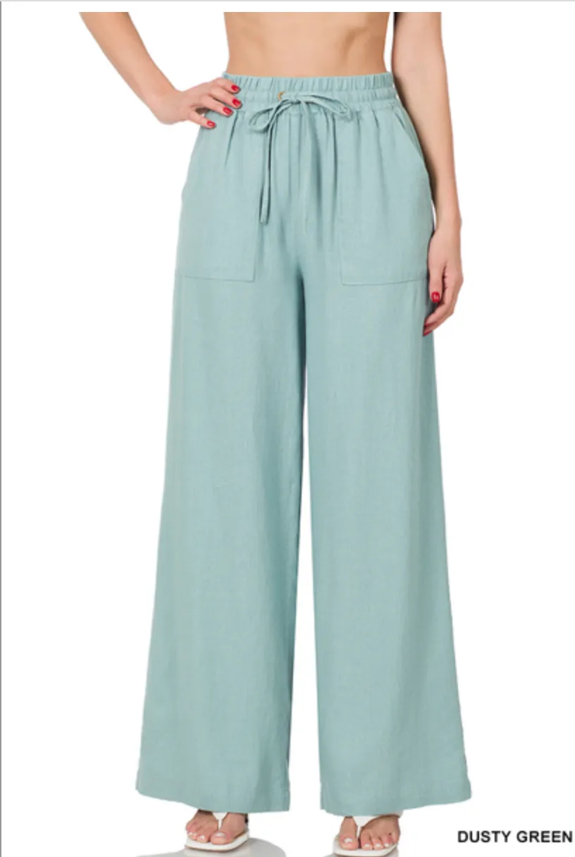 A Walk On The Beach Linen Pants-Multiple Colors Available