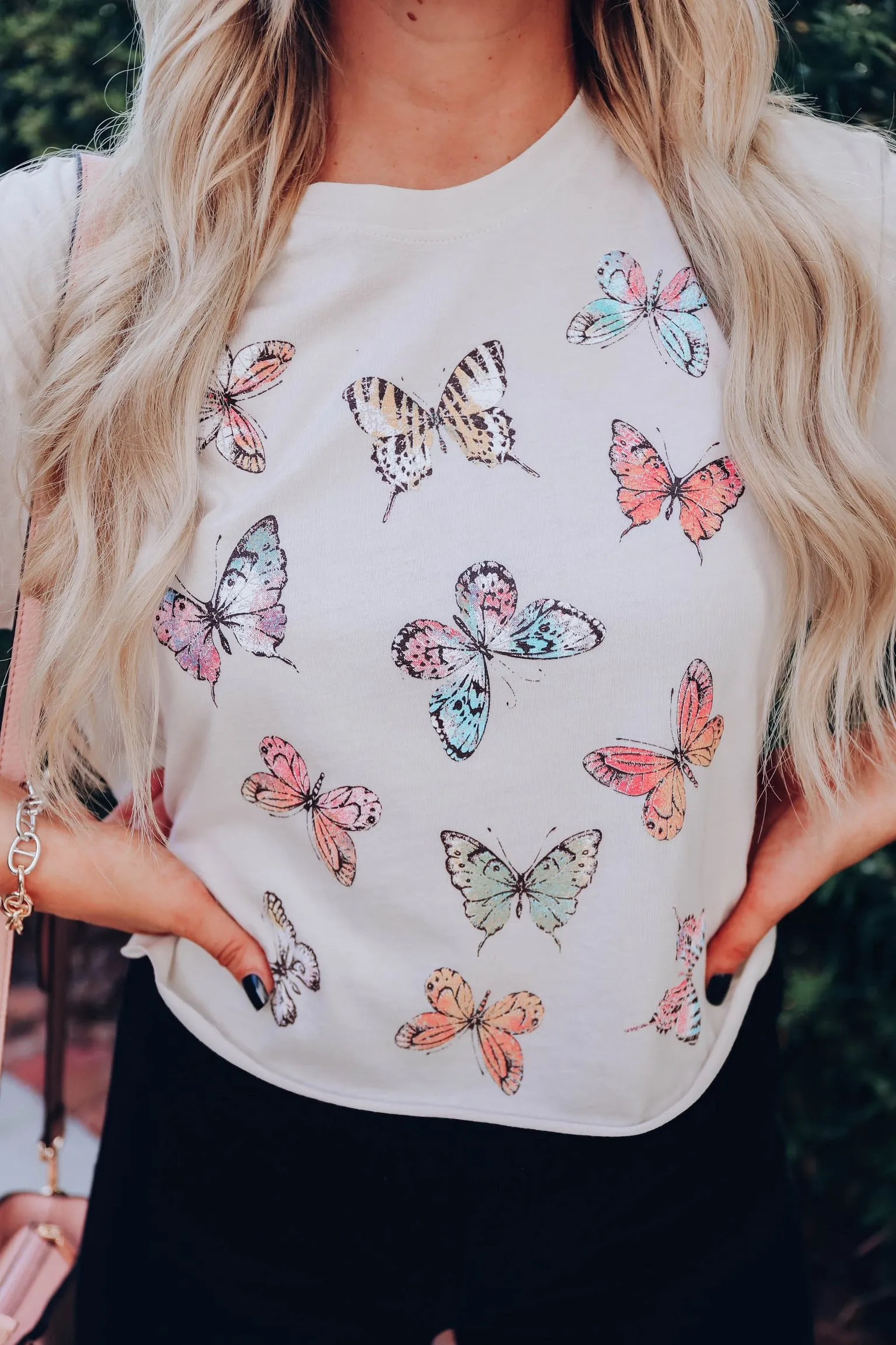 All A Flutter Cropped Graphic Tee - Cream