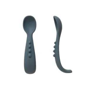All4Ella Comfy Grip Silicone Spoons, Slate Blue