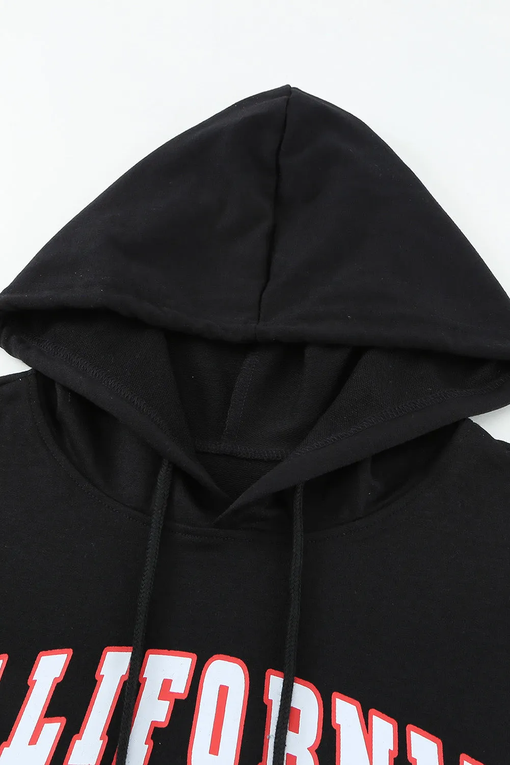 Black Letter Print Men\'s Hoodie with Kangaroo Pocket