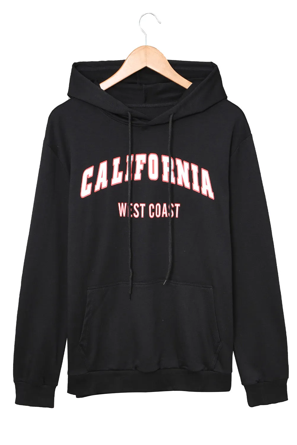 Black Letter Print Men\'s Hoodie with Kangaroo Pocket
