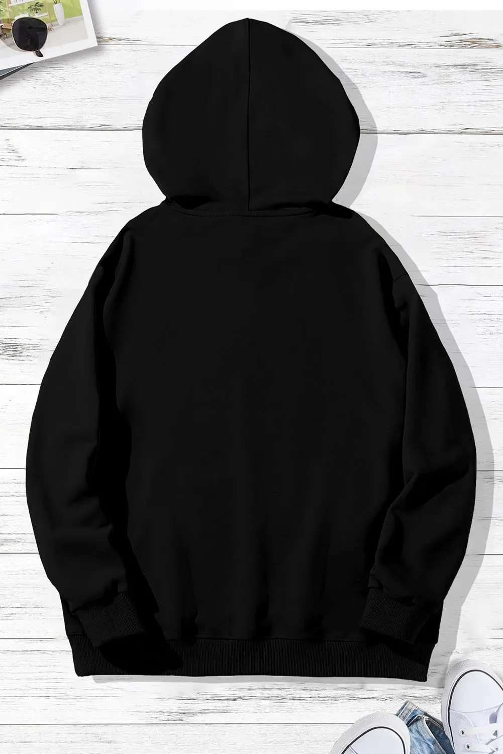 Black Letter Print Men\'s Hoodie with Kangaroo Pocket