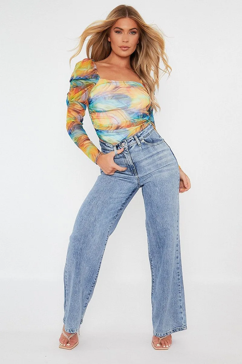 Blue Mid Wash Wide Leg Jeans - Gemma