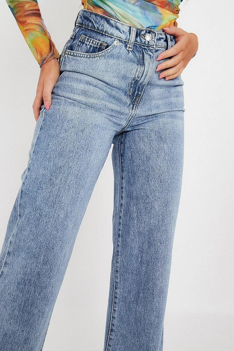 Blue Mid Wash Wide Leg Jeans - Gemma