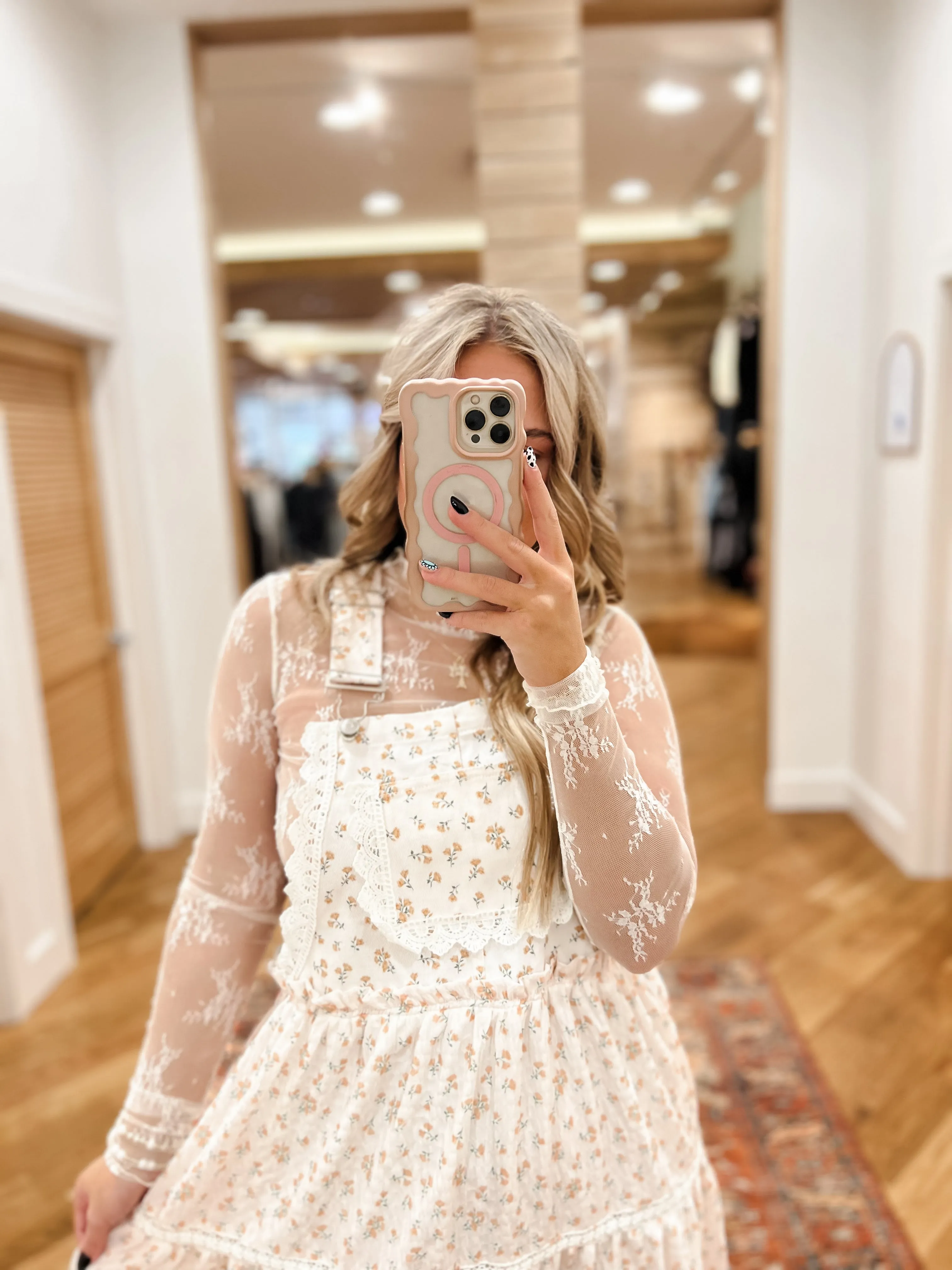 Blushing Peach Overall Dress
