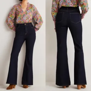 Boden High Rise Waist Smart Flare Jeans Indigo Size 8 Regular