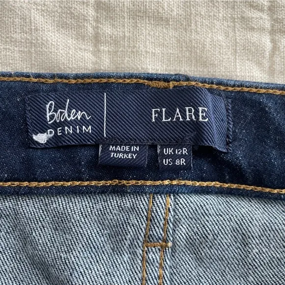 Boden High Rise Waist Smart Flare Jeans Indigo Size 8 Regular