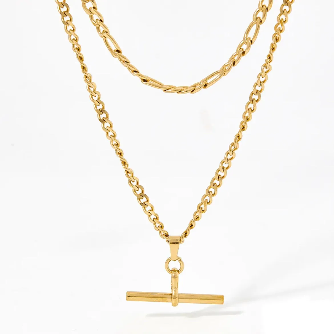Boho & Mala 18k Gold Plated / Stainless Steel Triple Layered Pendant Necklace