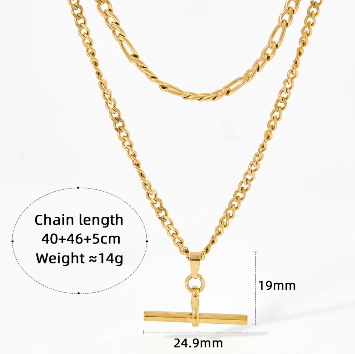 Boho & Mala 18k Gold Plated / Stainless Steel Triple Layered Pendant Necklace