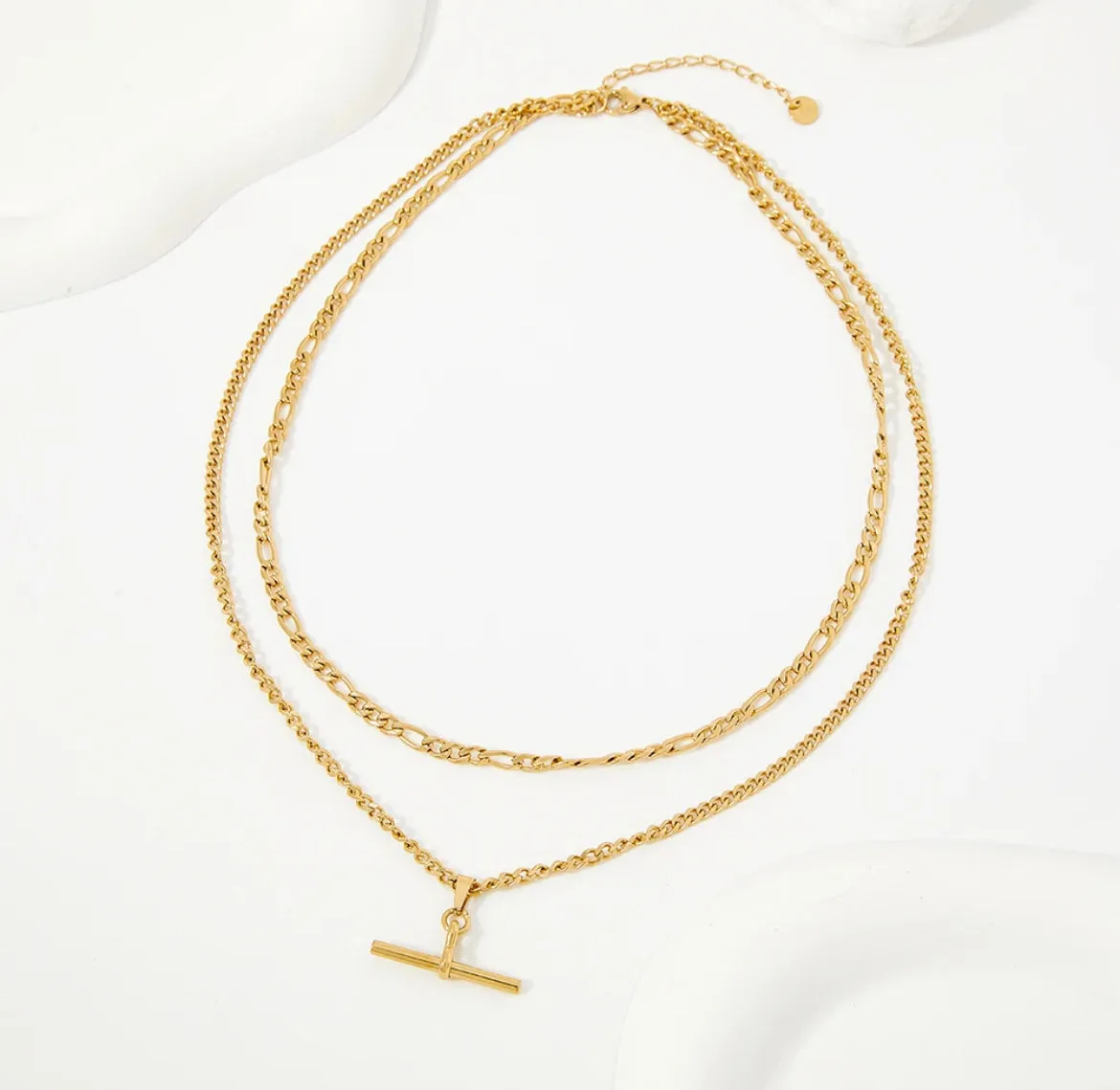 Boho & Mala 18k Gold Plated / Stainless Steel Triple Layered Pendant Necklace