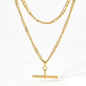 Boho & Mala 18k Gold Plated / Stainless Steel Triple Layered Pendant Necklace