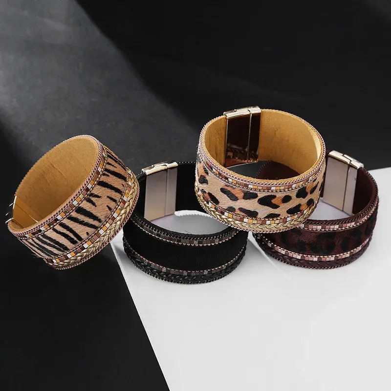 Boho & Mala Animal Print PU Leather Bracelet