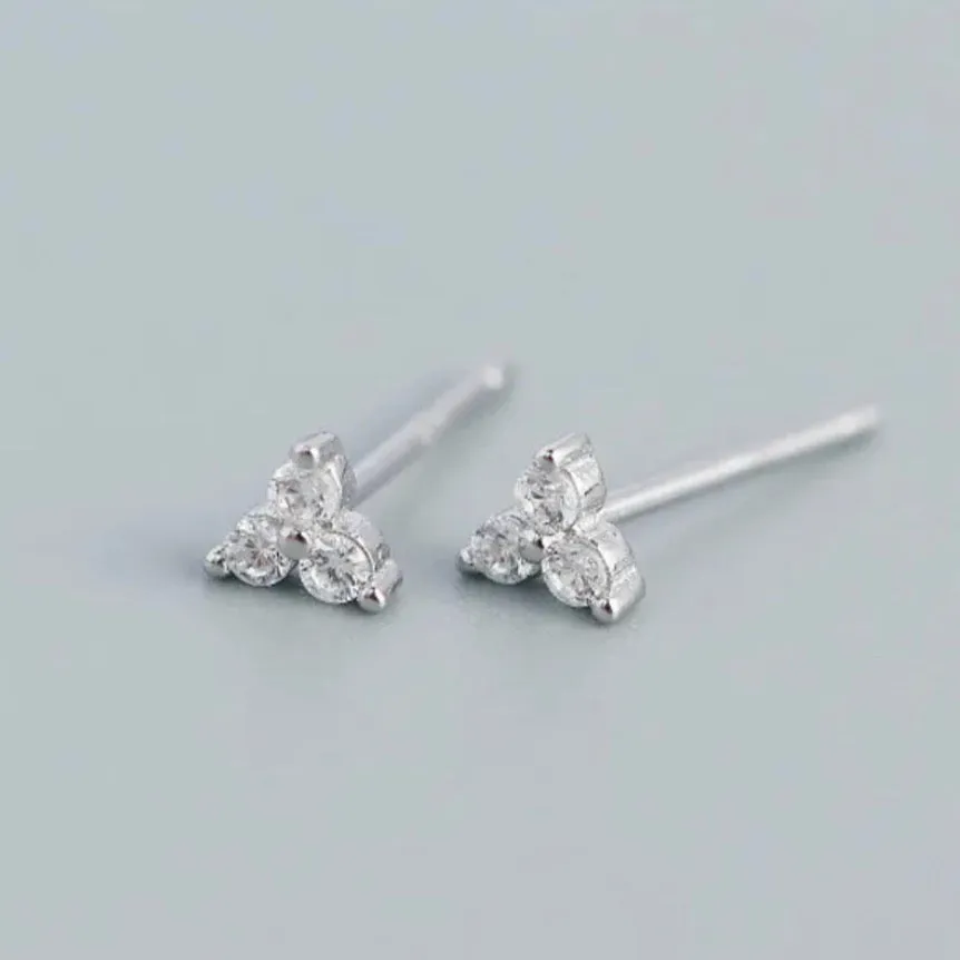 Boho & Mala Cubic Zirconia Flower Sterling Silver Stud Earrings