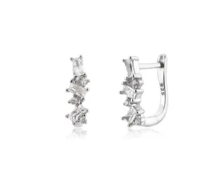 Boho & Mala Cubic Zirconia Sterling Silver Hoop Huggie Earrings