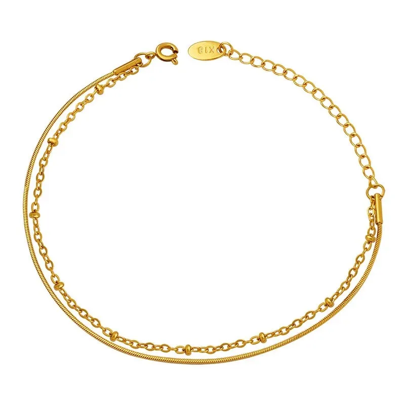Boho & Mala Double Fine Silver Stainless Steel Bracelet