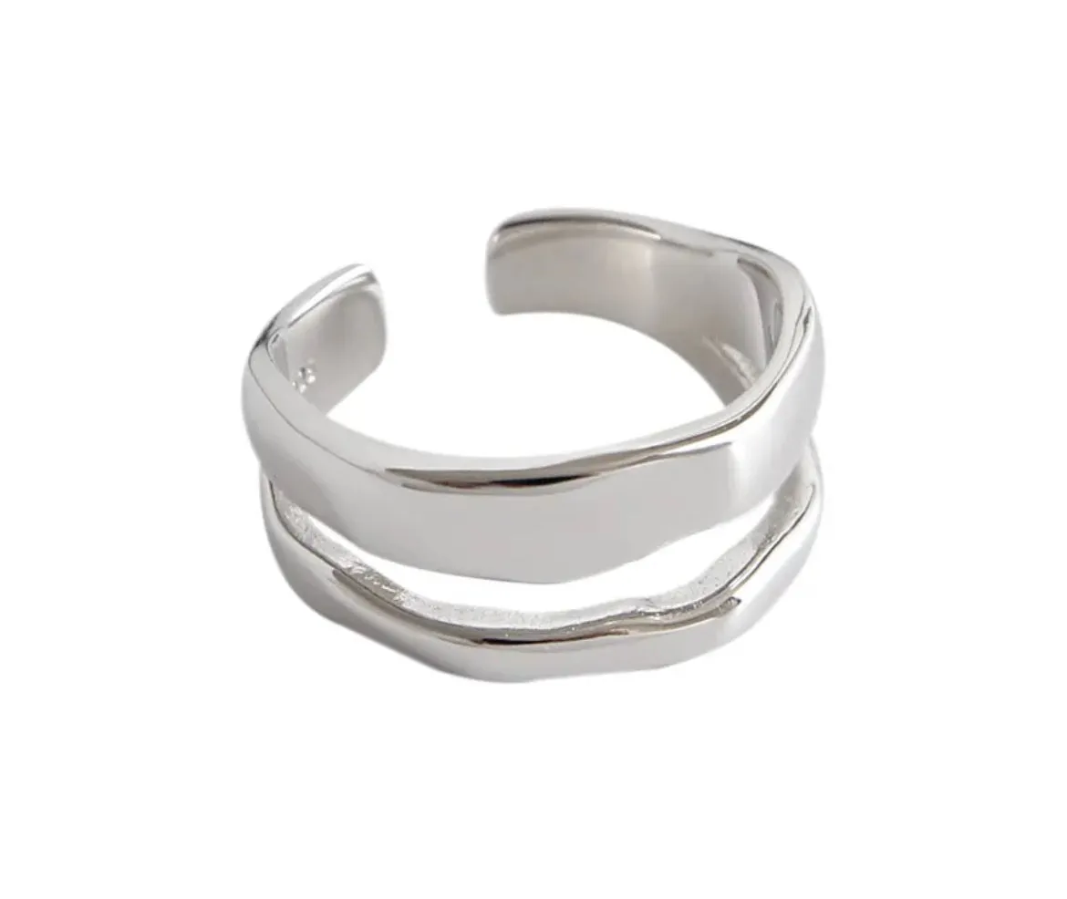Boho & Mala Double Sterling Silver Ring (adjustable)