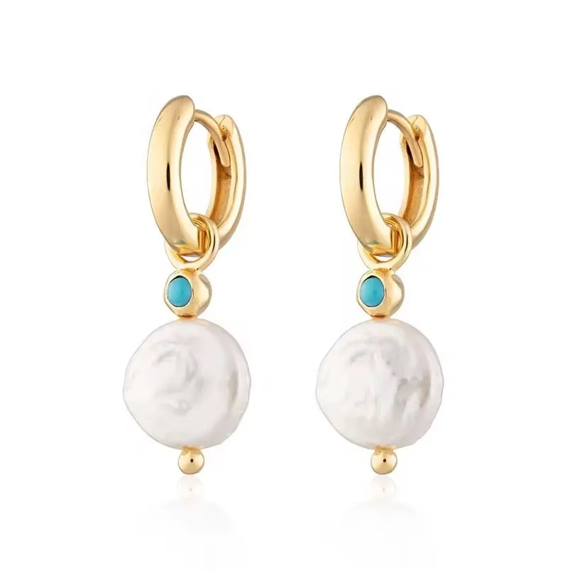 Boho & Mala Freshwater Pearl 18k Gold Plated Hoop Earring