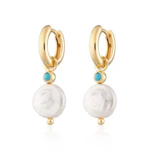 Boho & Mala Freshwater Pearl 18k Gold Plated Hoop Earring