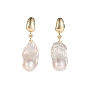 Boho & Mala Freshwater Pearl 18k Gold Plated Stud Earring