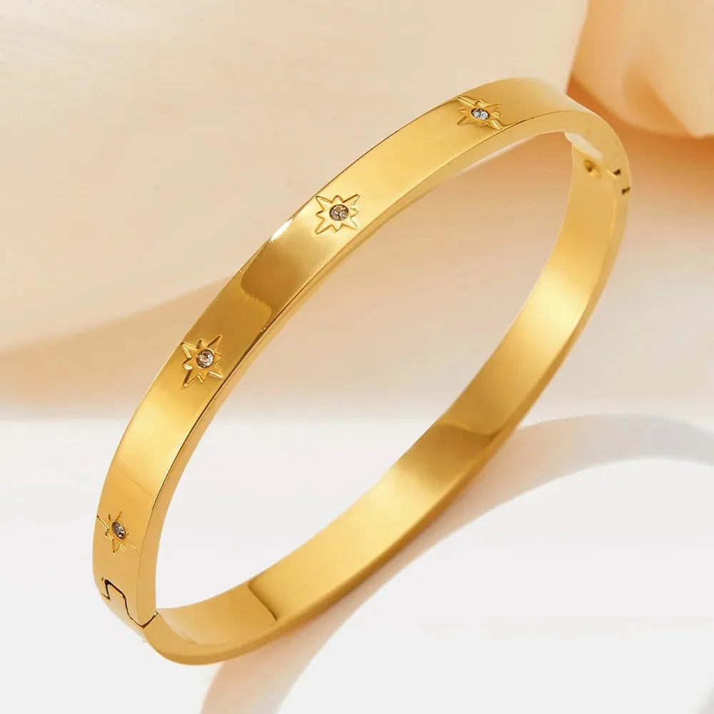 Boho & Mala Gold Bangle Bracelet