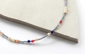 Boho & Mala Gold Mini Stone Mix Freshwater Pearl Necklace