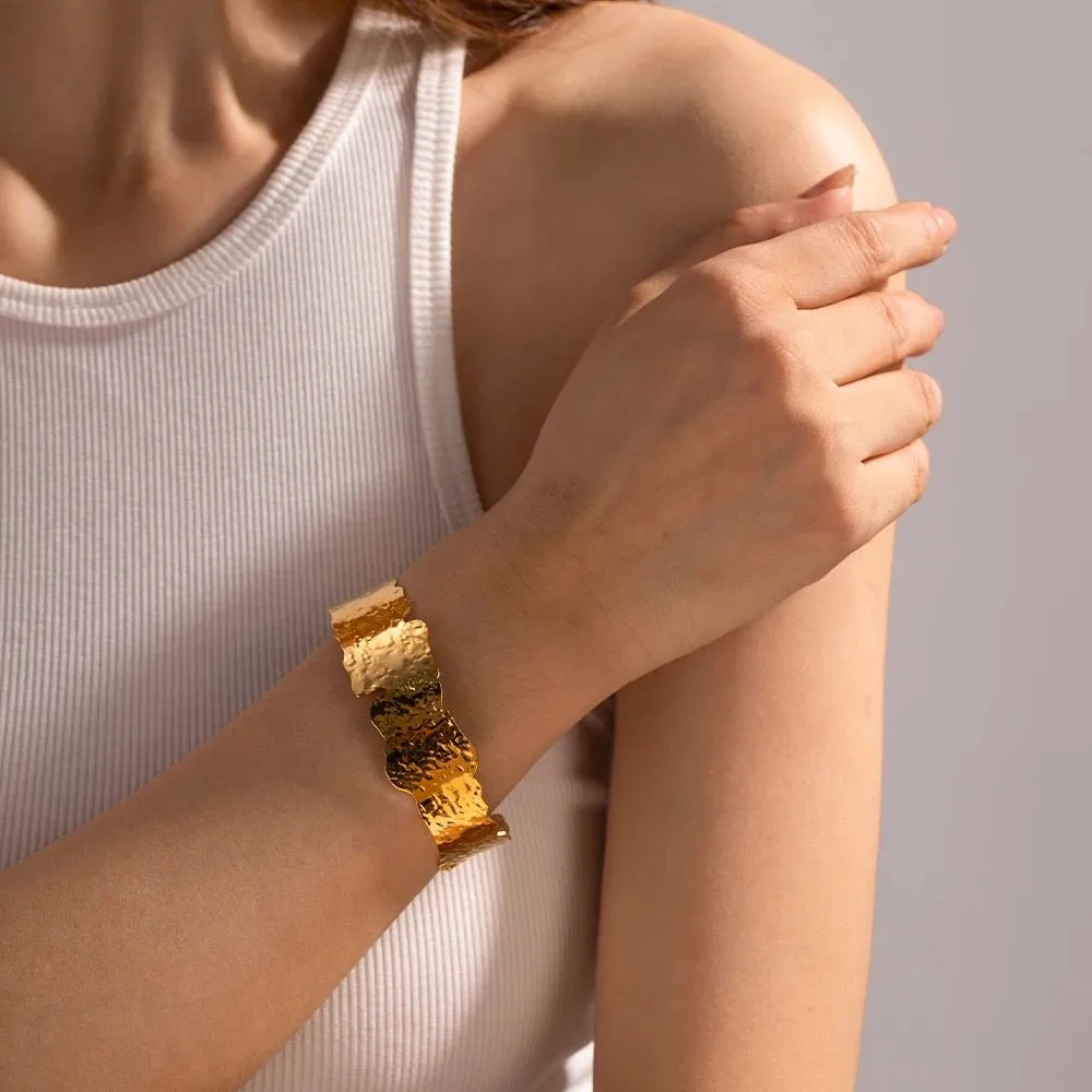 Boho & Mala Gold Plated Stainless Steel Cuff Bracelet