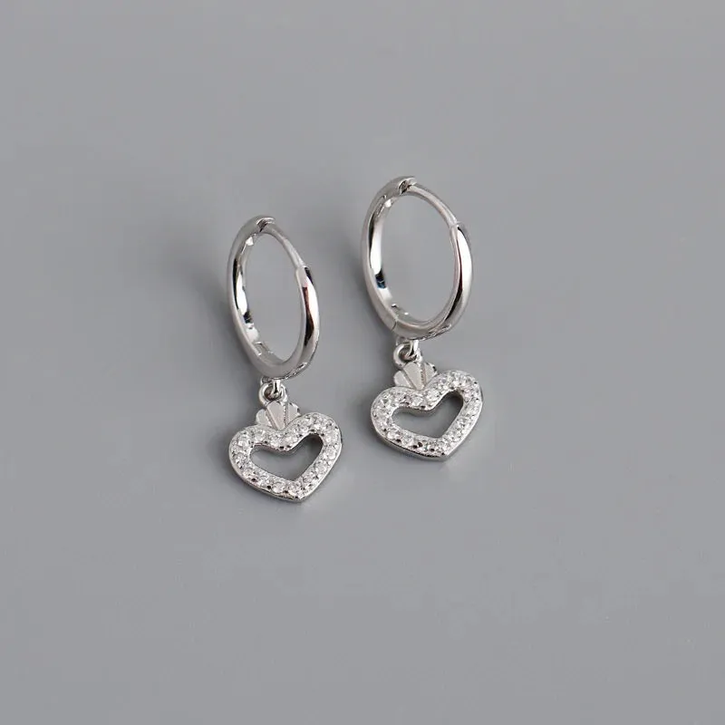 Boho & Mala Heart Sterling Silver Hoop Earrings