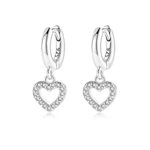 Boho & Mala Heart Sterling Silver Hoop Earrings
