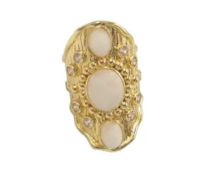 Boho & Mala Moon Stone Gold Ring ( size approximately 7-8)