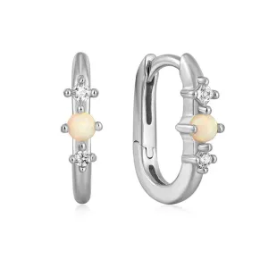 Boho & Mala Opal Sterling Silver Hoop Huggie Earrings