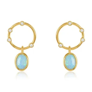 Boho & Mala Opal Stud 18k Gold Plated Hoop Earring