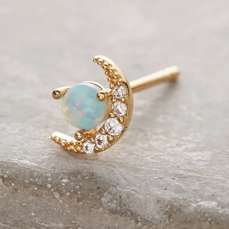 Boho & Mala Opal Stud 18k Gold Plated Hoop Earring