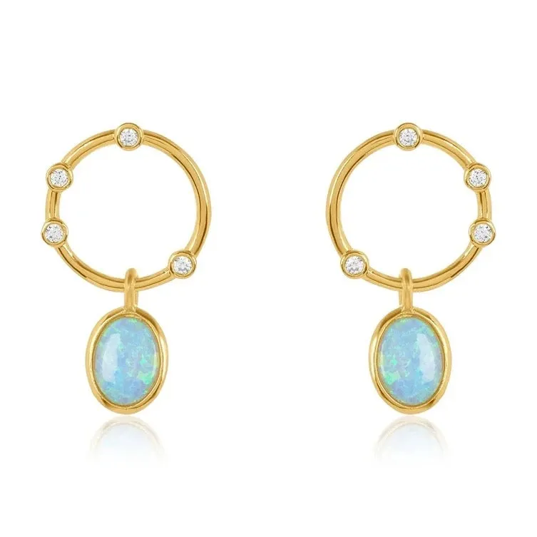 Boho & Mala Opal Stud 18k Gold Plated Hoop Earring