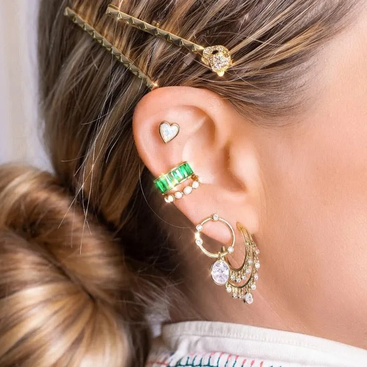 Boho & Mala Opal Stud 18k Gold Plated Hoop Earring