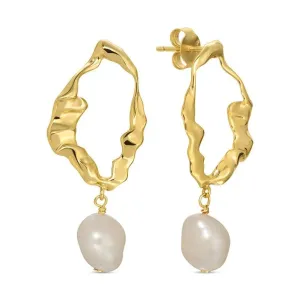 Boho & Mala Pearl 18k Gold Plated Stud Earring