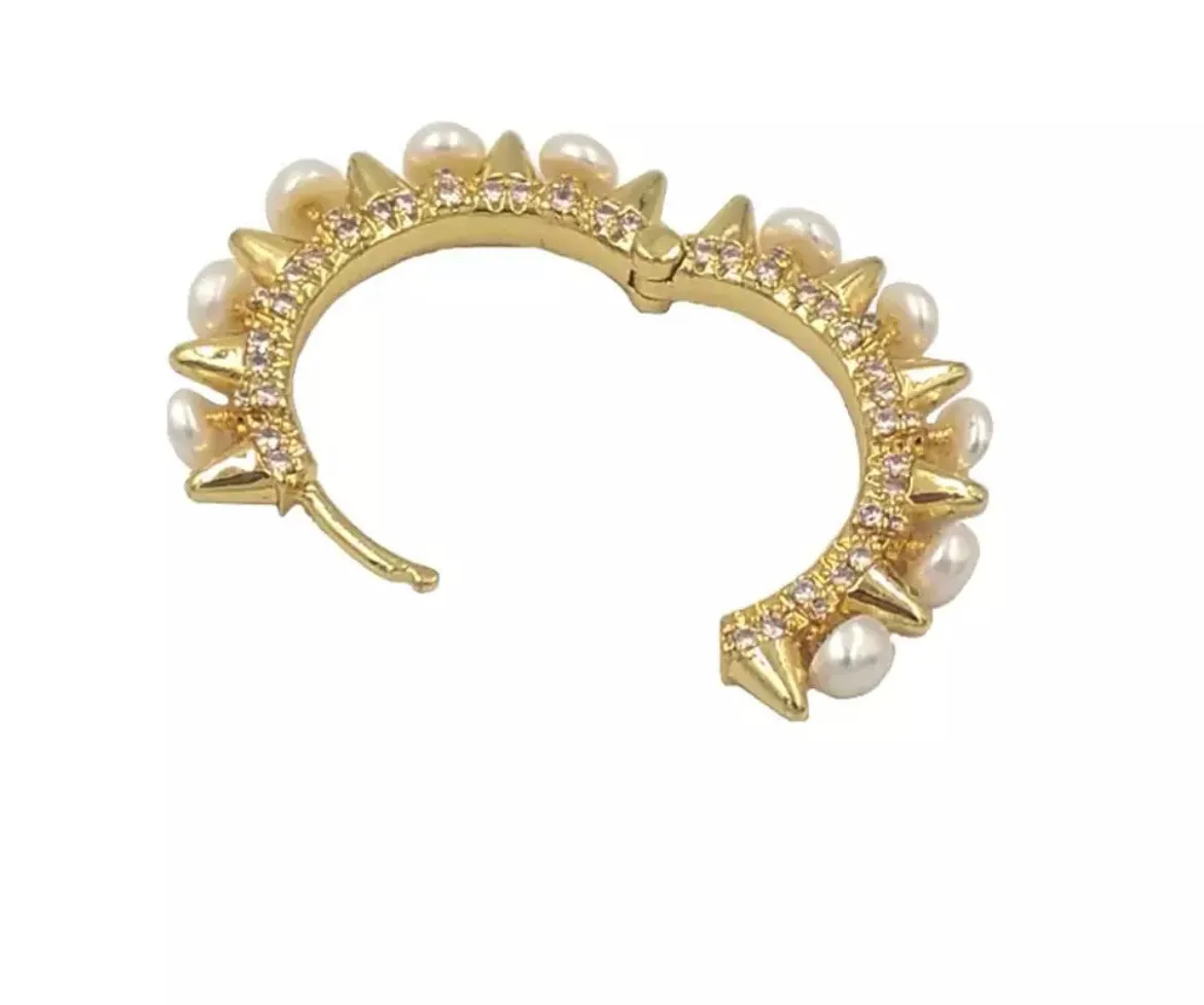 Boho & Mala Pearl Hoop Gold Earrings PSE10038
