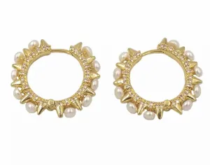 Boho & Mala Pearl Hoop Gold Earrings PSE10038