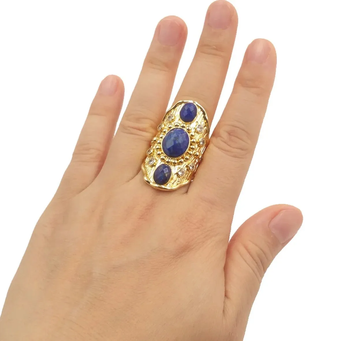 Boho & Mala Rose Quartz Gold Ring ( size approximately 7-8)