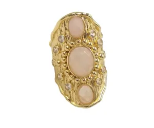 Boho & Mala Rose Quartz Gold Ring ( size approximately 7-8)
