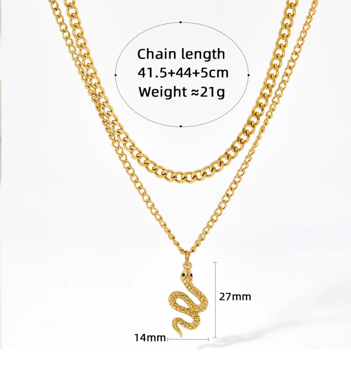 Boho & Mala Snake Double Layered Stainless Steel Necklace