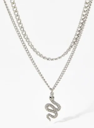 Boho & Mala Snake Double Layered Stainless Steel Necklace
