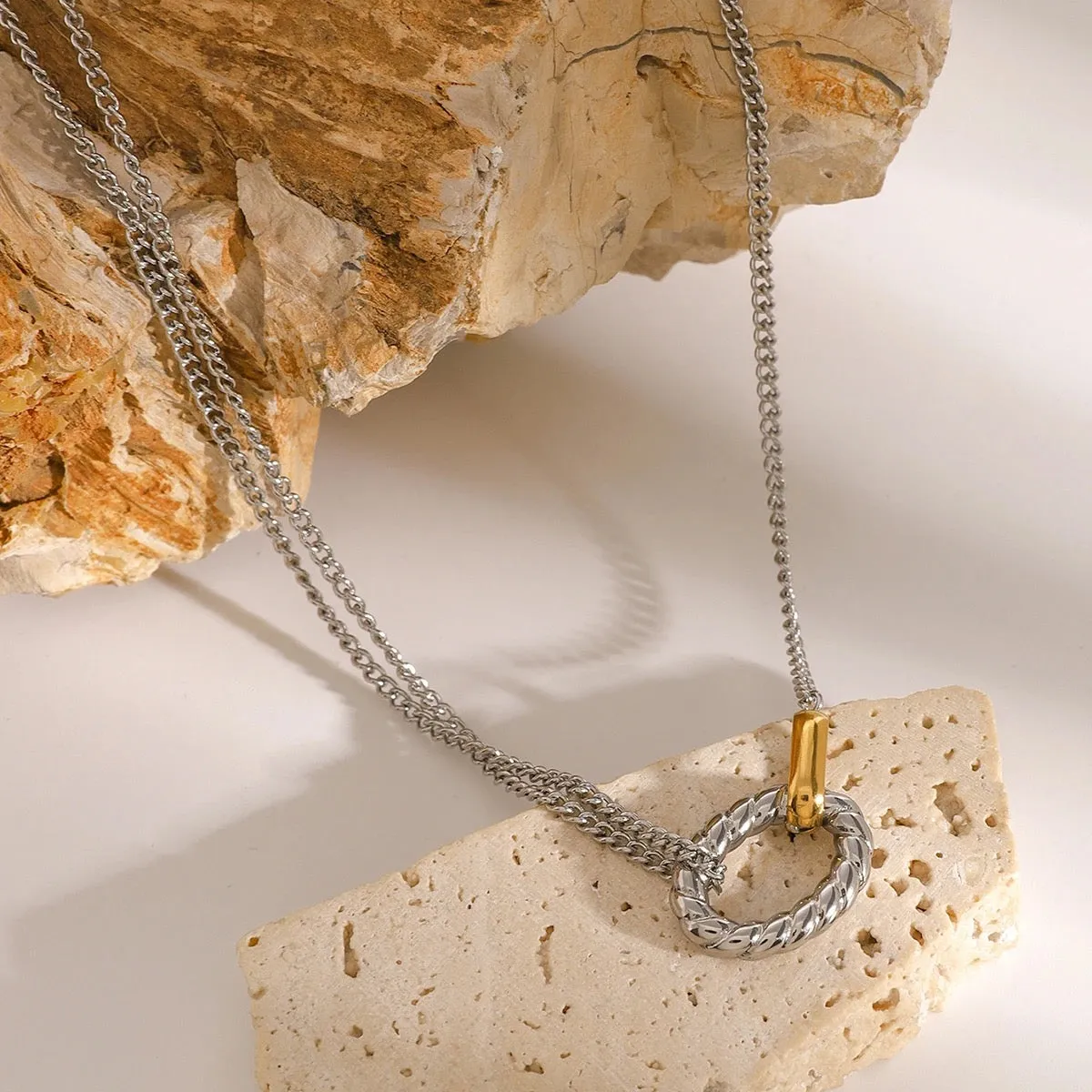 Boho & Mala Stainless Steel Charm Gold Plated Necklace