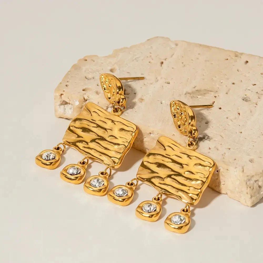Boho & Mala Stainless Steel Gold Plated Stud Earrings