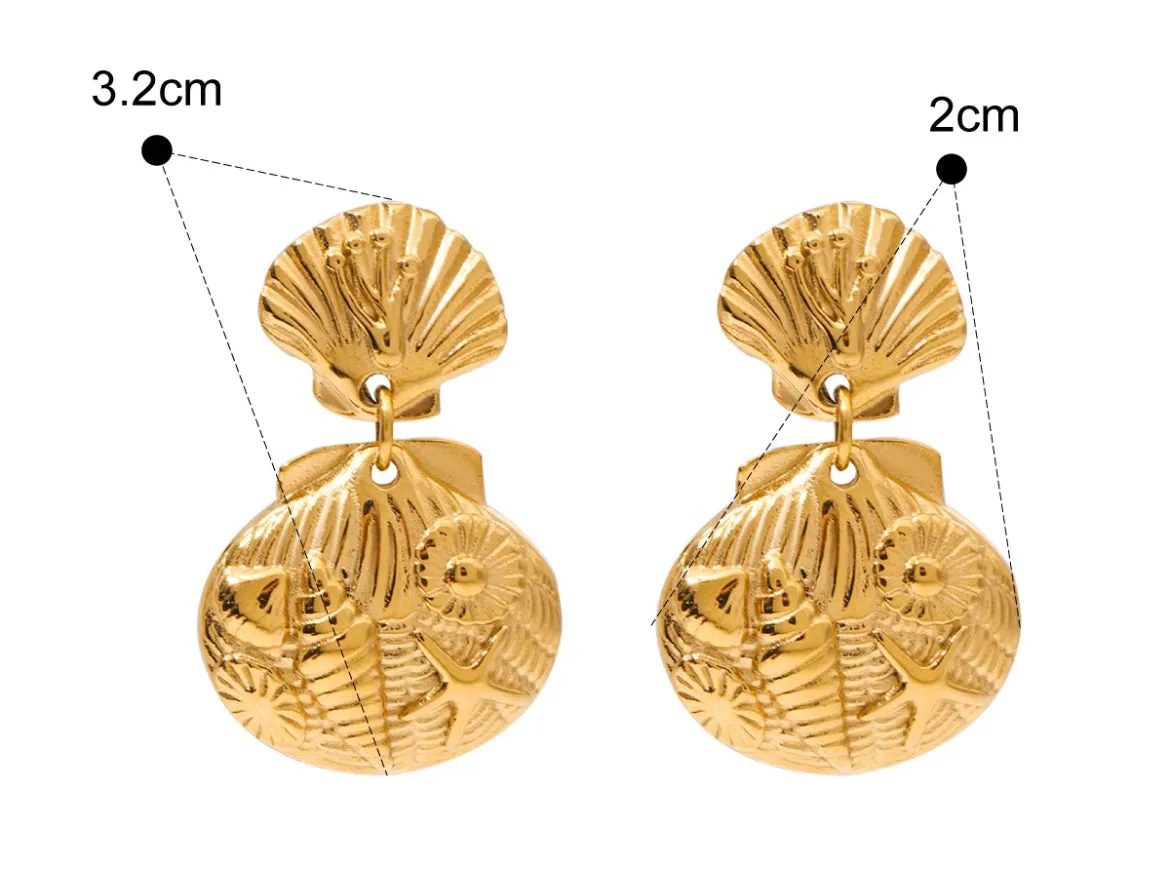 Boho & Mala Stainless Steel Gold Plated Stud Earrings