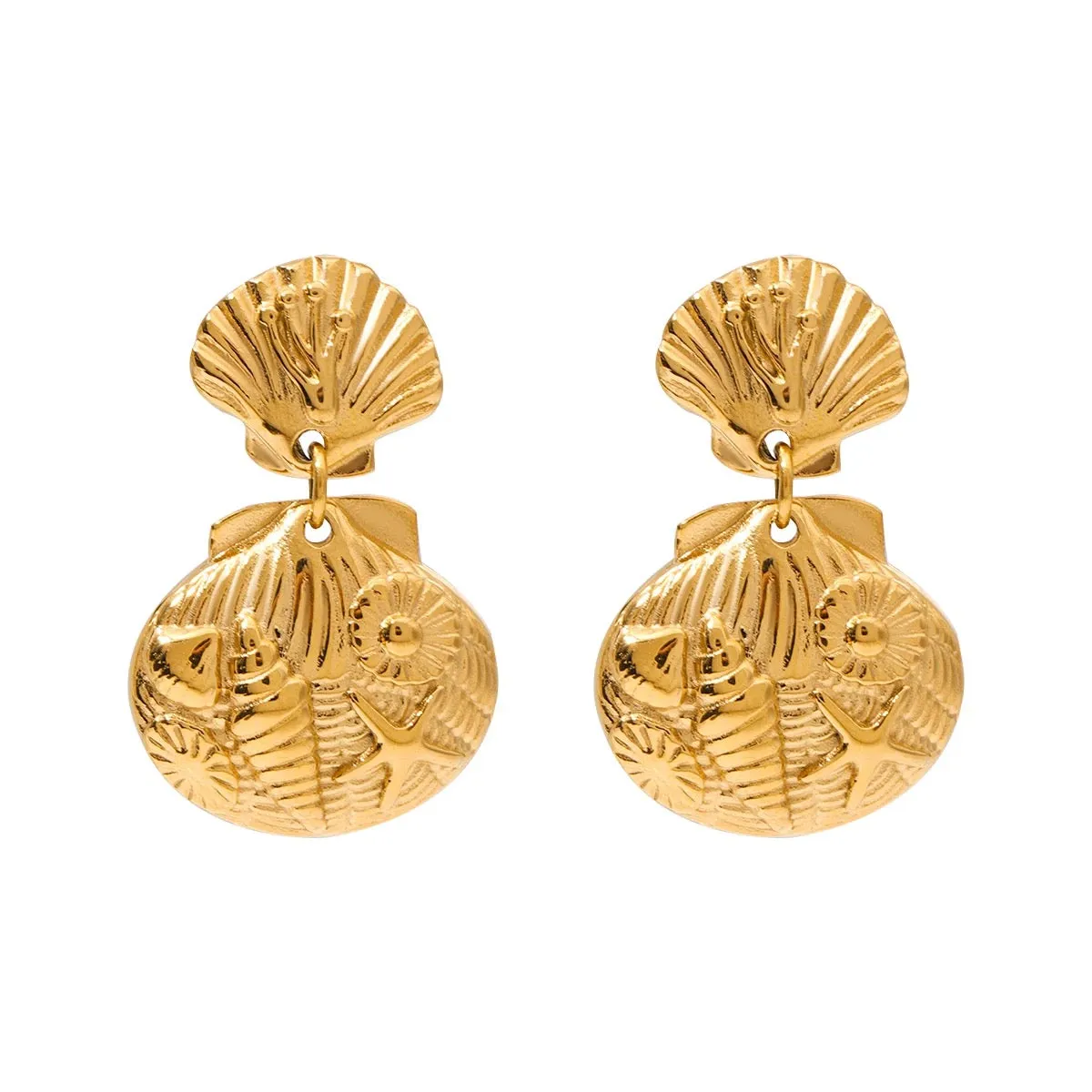 Boho & Mala Stainless Steel Gold Plated Stud Earrings
