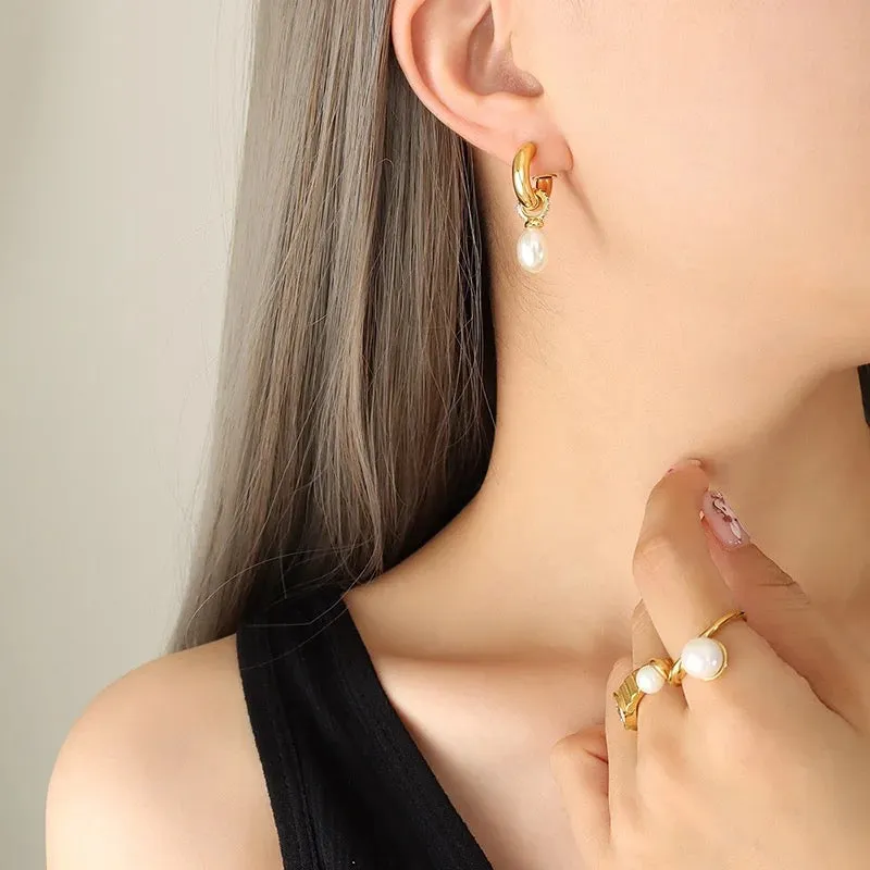 Boho & Mala Stainless Steel Gold Plated Stud Earrings